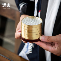 Far House Day pure copper tea glass cup holder Ebony coaster home kung fu tea set tea ceremony accessories insulation tea mat
