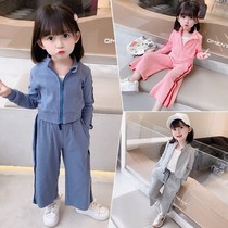 Girl autumn suit 2021 new long sleeve foreign-style childrens two-piece little girl Korean baby spring and autumn clothes