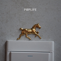 POPLIFE a small amount of spot American antique wall stickers horse racing two horses to the success of the meaning switch home decoration