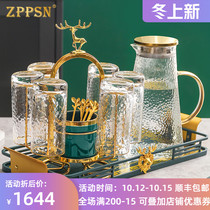 ZPPSN European light luxury high temperature resistant glass water cup tea cup set home living room large capacity cold kettle