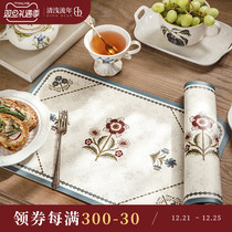 (Two sheets) American leather placemats spring waterproof and oil-proof insulation table mats Western placemats Nordic non-slip Calloy
