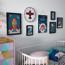 Childrens boy airplane Spaceman photo wall modern decorative painting cartoon combination hanging painting decorative frame Photo Wall
