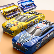 Automatic boys pencil boys stationery multi-layer pen box female pupils boy tinplate car first grade iron box Diamond iron box three-layer iron multifunctional kindergarten deformed children