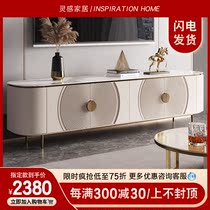 Light luxury Rock board TV cabinet coffee table combination post-modern simple American marble floor cabinet living room high style Hong Kong style