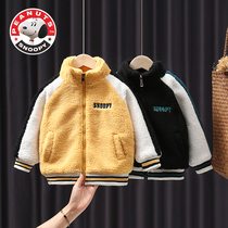 Snoopy boys sweater 2021 New fleece padded cotton clothing Korean children baby Autumn Winter tide coat