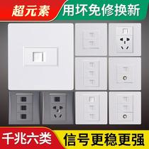 Gigabit network panel computer network port 86 concealed network cable box six types of double-port network socket network cable socket