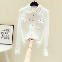 Tide brand 2021 Autumn New chiffon long sleeve shirt female Korean design sense professional work chic shirt shirt top