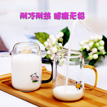 Milk cup Childrens breakfast cup with scale Household glass milk cup Bubble milk powder special cup Microwave oven heating