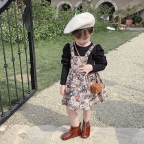 Girl dress autumn 2021 new foreign style Net red Korean dress children baby Autumn girl strap skirt
