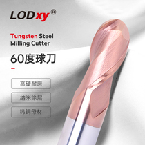 LODXY 60 degree tungsten steel milling cutter Ball milling cutter CNC tool Tungsten steel ball cutter Alloy milling cutter Extended R2 coating