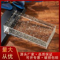 Bubble crystal brick transparent square glass partition wall bathroom ultra-white glass brick color background wall edge brick