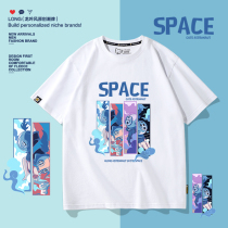 Summer Short Sleeve T-Shirt Male Tide Cards ins2022 Years New Loose Pure Cotton Divers Original National Tide Half Sleeves Clothes