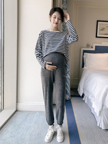  Pregnant womens autumn wear leggings 2021 autumn new pregnant womens pure cotton belly support pants casual large size belly support pants
