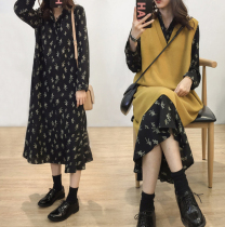 Pregnant women autumn set fashion 2021 new autumn winter flowers large size loose long two-piece dress