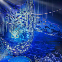 Creative props laser fish hanging pieces PVC shiny pendant ceiling decoration arrangement ocean theme window beauty Chen