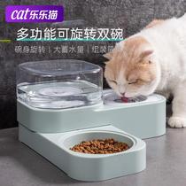 Cat bowl dog bowl dog basin one cat food basin water food double bowl automatic drinking fountain automatic feeding anti-knock products