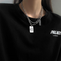 s Korean hip hop retro thick choker mens tide necklace female personality letter long brand pendant collarbone sweater chain