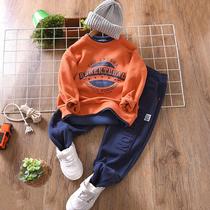 Boys autumn suit childrens clothing 2021 new spring clothes fried street foreign atmosphere middle and big boy handsome long pants tide