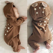 Spot Korean baby cute jumpsuit out baby deer hooded clothes newborn coat Spring