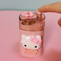 Cartoon cute wheat straw toothbox household press type self-popping toothpick bottle portable toothpick box toothpick box toothpick box