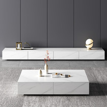 Italian minimalist rock board TV cabinet tea table combination light luxury Nordic modern small apartment living room bright solid wood floor cabinet
