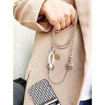 Metal ins smiley face mobile phone lanyard high-end female neck rope hanging chain Korean lanyard strong hanging chain crossbody