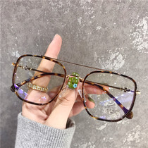 Tortoiseshell double beam fashion myopia glasses frame women can be equipped with lenses with a degree Korean trend net red male eye frame