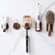 Electric toothbrush rack toilet wall-mounted shelf multifunctional solid wood gargling cup brushed toothpaste drain containing shelf