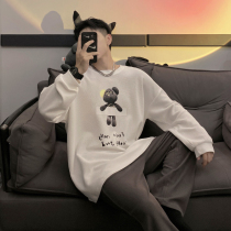 Japanese ins style waffle pajamas male Spring and Autumn long sleeve autumn winter cartoon cute polyester cotton home clothing two-piece set
