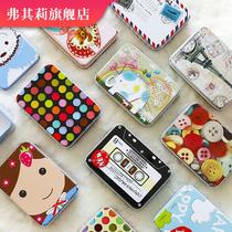 Retro mini tinplate box Korean cute cartoon iron storage box jewelry card small iron box
