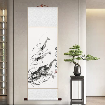 水墨虾卷轴画-水墨虾卷轴画促销价格、水墨虾卷轴画品牌- 淘宝