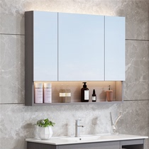  Stainless steel bathroom mirror cabinet Separate wall-mounted bathroom with light mirror box storage toilet Toilet with shelf