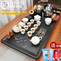 Automatic ceramic purple sand tea set set Office modern kung fu drain light luxury living room integrated tea table tray