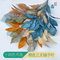 Spray color three-pronged big grapefruit leaf simulation flower wedding ceiling decoration fake flower tree arrangement