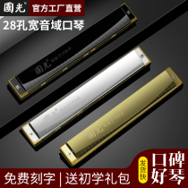 Guoguang harmonica accent 28 holes male and female beginner students adult children introductory Polyphonic C tune professional performance level