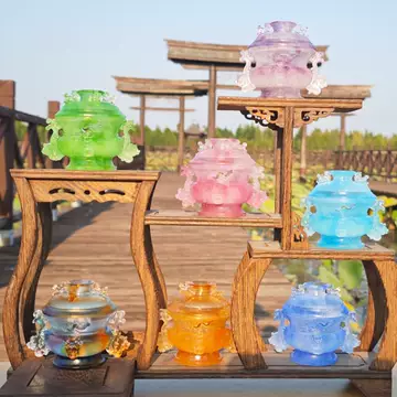 中国清時代　均窯大清乾隆年製香炉　木箱付　幅約17.5㎝　東Y7-1003☆2F 中国清時代 均窯大清乾隆年製香炉 木箱付 幅約