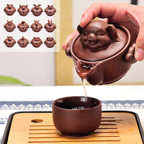 (Zodiac Teapot)Original mine Purple Sand teapot Hand grab teapot Quick cup Zhu Mud Teapot Tea cup Kung Fu tea set