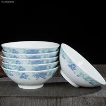 Blue side bowl noodle bowl bucket rice bowl can ceramic bowl Jingdezhen Blue side bowl Chinese big three big vegetable bowl