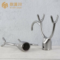 Clothes fork head metal stainless steel integrated fork head can hang clothes Bar push-pull hook hanger support pick-up clothes rod