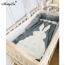 INS Nordic crib bed perimeter Gray cotton non-pilling childrens baby newborn anti-collision breathable bed perimeter