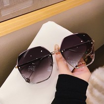 2020 new frameless cut edge sunglasses trendy sunglasses womens big face thin fashion glasses UV protection