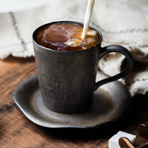 Nordic coffee cup retro rust glaze Cup punch ear ceramic gilt mug