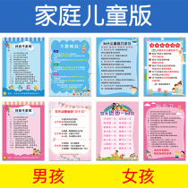 Boys and girls family rules family precepts wall stickers children children primary school students inspirational learning sayings self-discipline wall chart