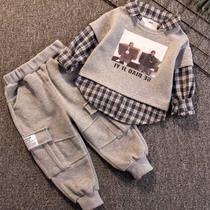 Baby handsome autumn 2021 new spring and autumn boys autumn foreign style pullover children Korean suit two-piece set