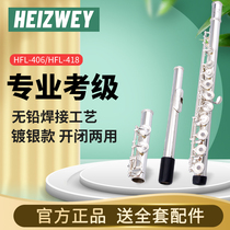 Flute instrument beginner 17-hole opening French button carved B- tail silver-plated C- tone professional examination performance Haizway