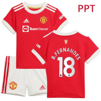 21-22 season Manchester United home childrens jersey size childrens football suit Student boys sports short sleeve