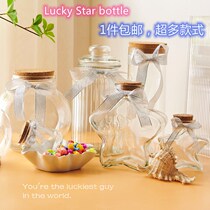 Glass bottle empty bottle lucky stars wish to bottle crane pentagon star shell cork creative gift birthday gift