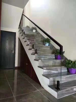 Glass stair handrail tempered glass solid wood handrail simple modern staircase glass handrail package installation
