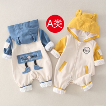 Newborn baby clothes spring and autumn clothes baby one-piece childrens autumn and winter thickened velvet romper romper cotton coat