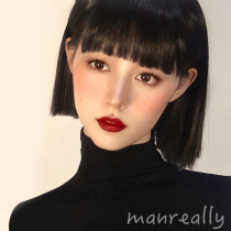 Diffuse real and fake hair cover female short from natural girl net red handsome cool jk Lolita round face repair face full head cover style